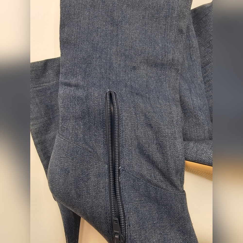 Guess Knee High Denim Stiletto Boots Size 7 | Pointed Toe Heels Y2K Retro Style - Picture 4 of 16